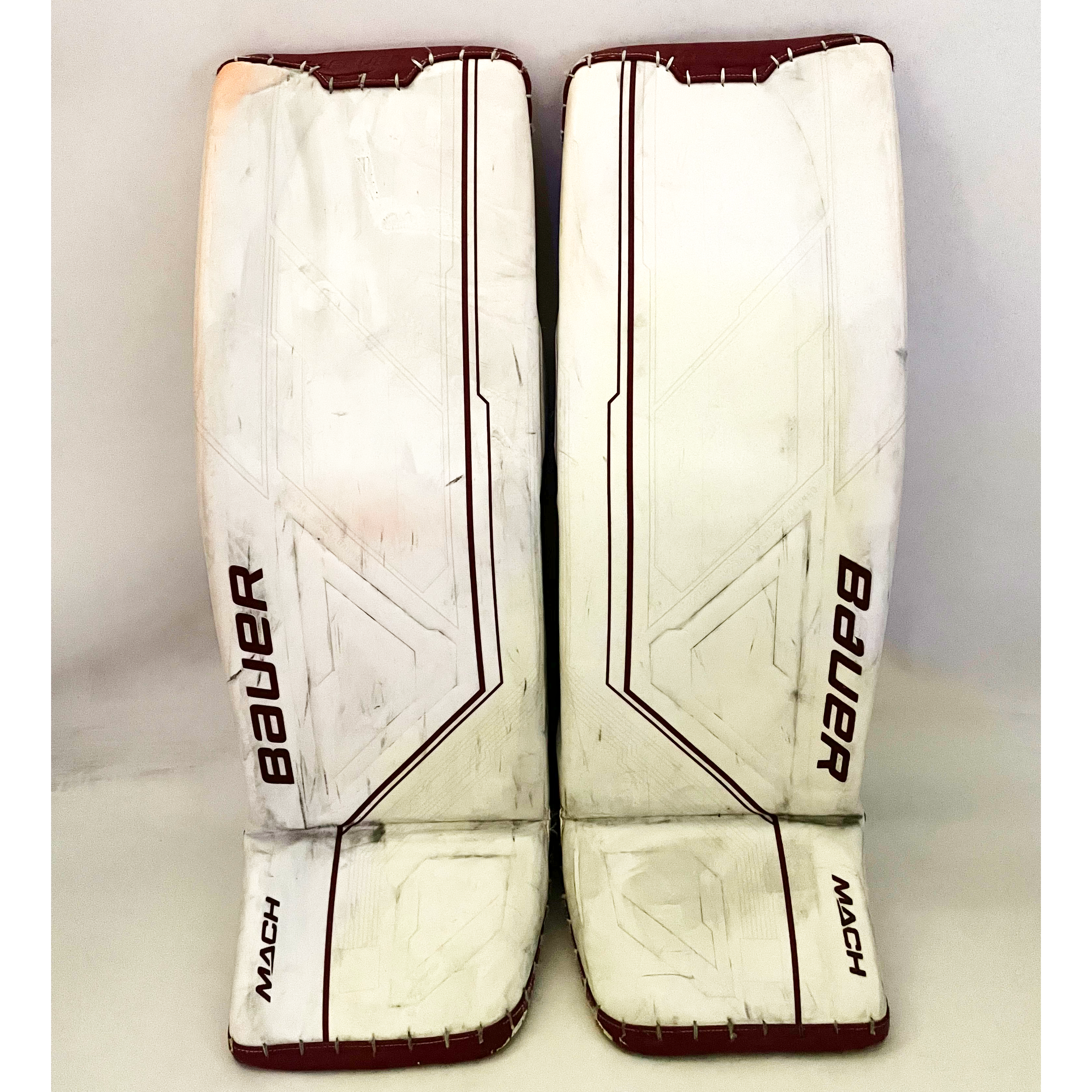 Bauer Supreme Mach - Jambières de gardien Pro Stock d'occasion (blanc/marron)